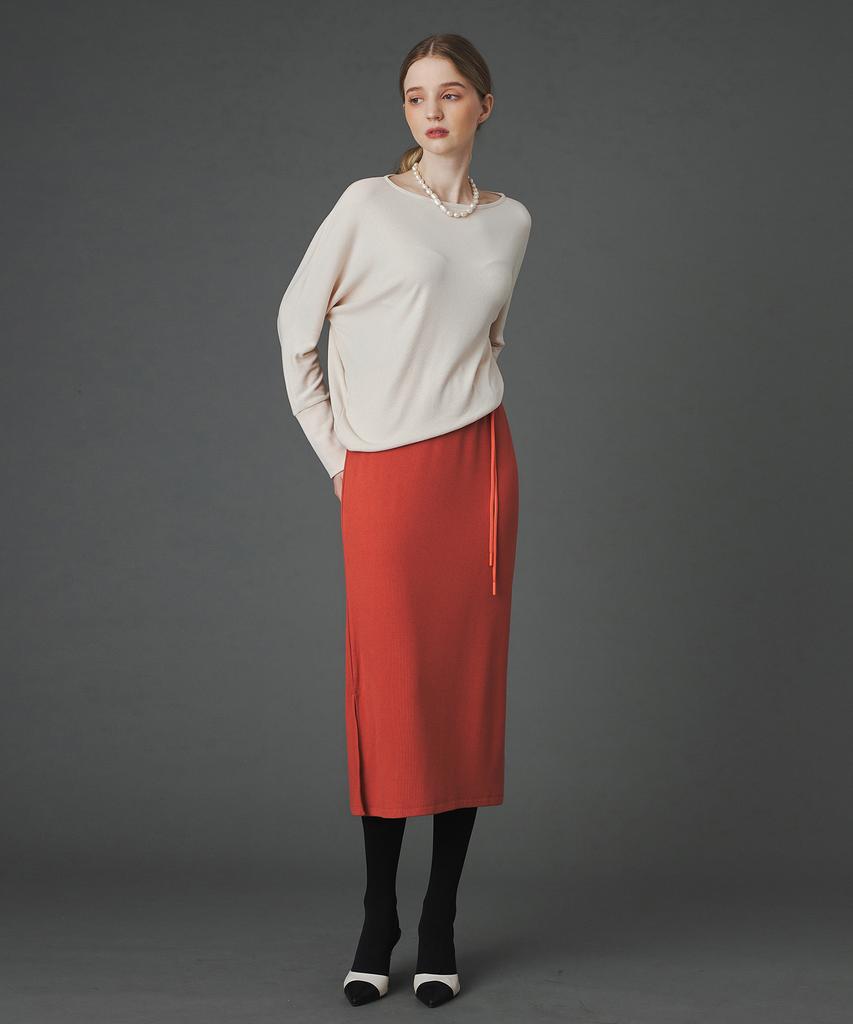Pelimela Karina Draping Knit Dress (Red Orange)