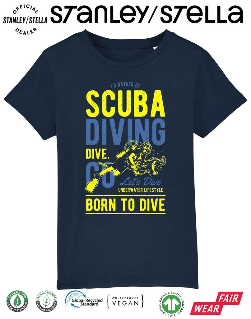 Kids Id Rather Be Scuba Diving T-Shirt Born to Dive Underwater Lifestyle Gift