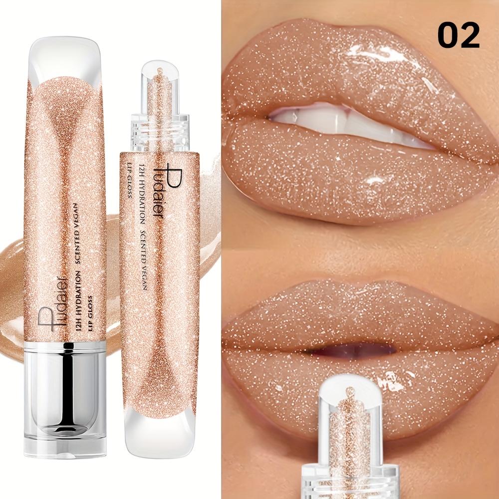 Pearlescent Glitter Plumping Lip Gloss Mirror Jelly Moisturizing Liquid Lipstick Clear Mermaid Pink Sexy Lip Tint Lips Cosmetics