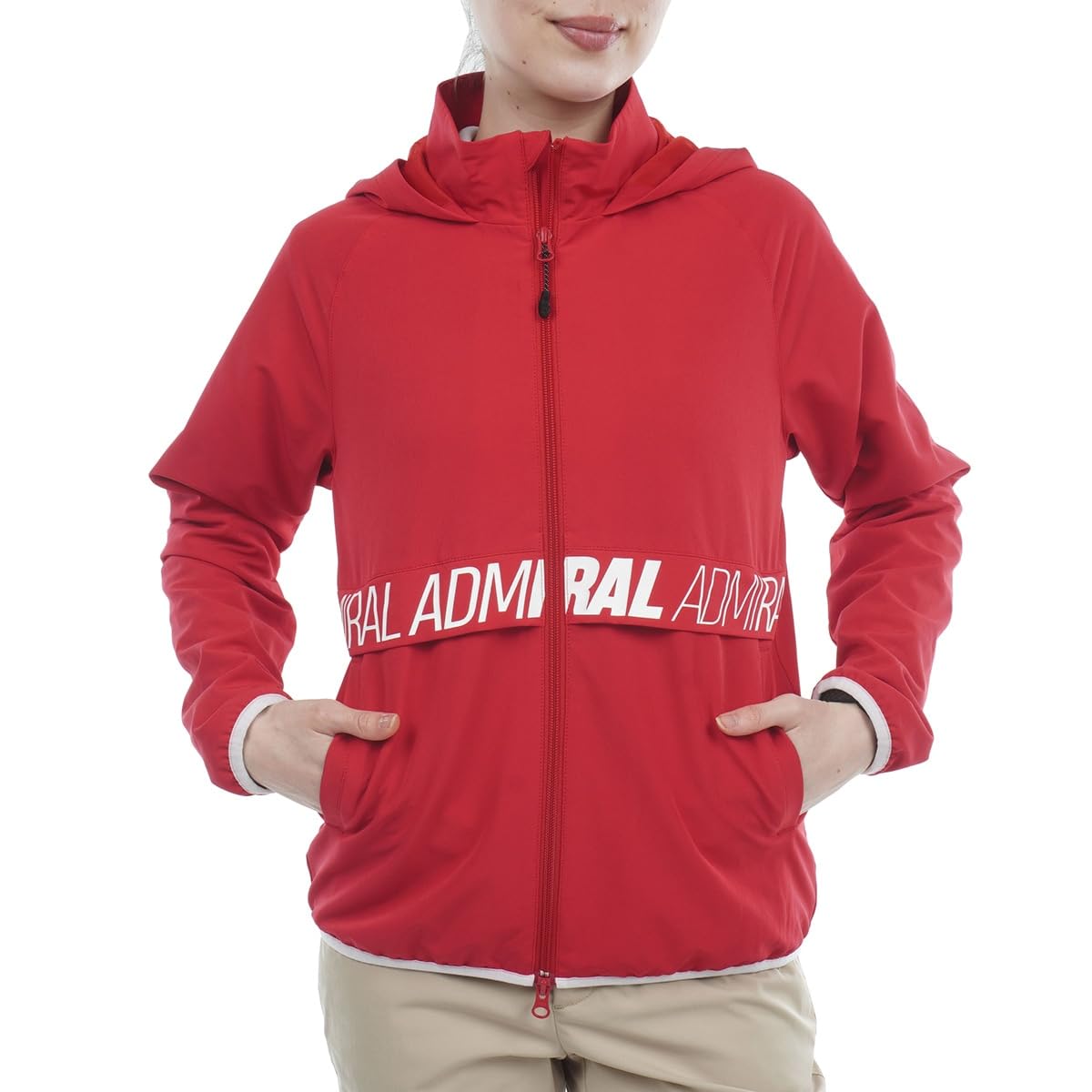 

Admiral Golf ADLA350 Women s Hooded Pocket Wind Jacket, Red