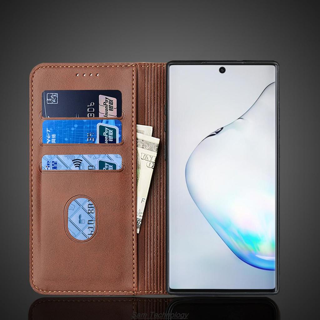 Magnetic Attraction Leather Case for Samsung Galaxy Note 10 Plus / Note10+ 5G Holster Flip Cover Wallet Phone Bags Fundas Coque