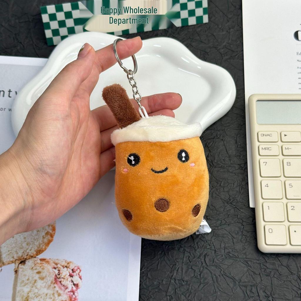 Cross-border Cute Bubble Tea Cup Pendant Keychain - Plush Toy Doll Gift