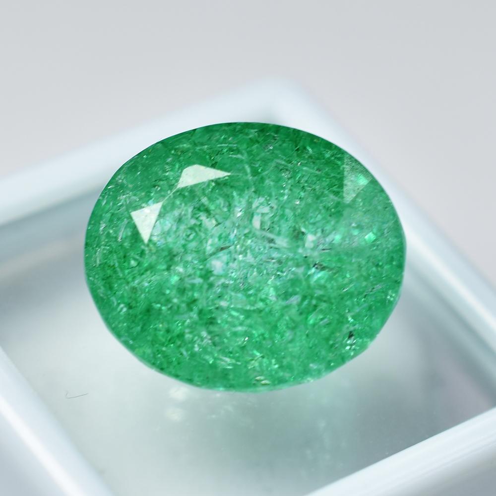 Flawless A+ Quality Natural Oval Cut Green Emerald Gemstone 19.15 Ct Certified