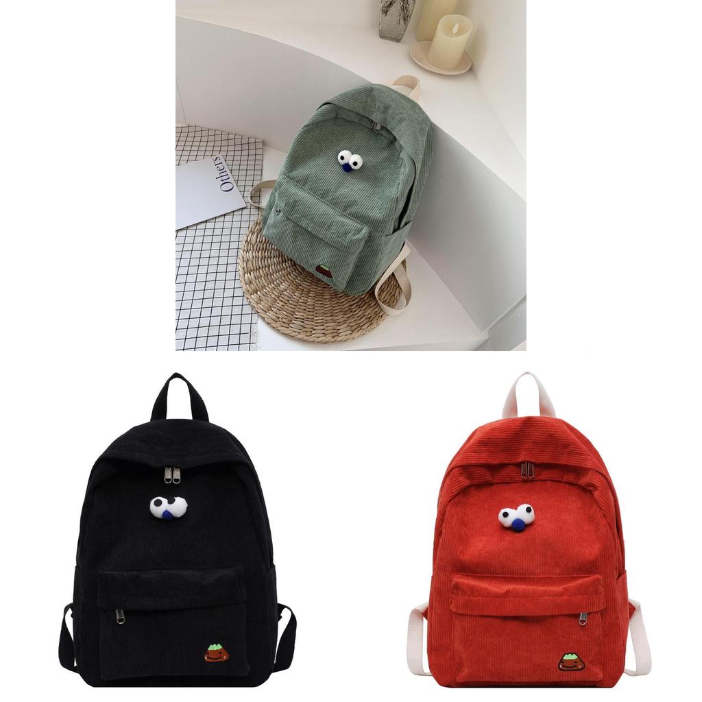 Velvet Student Backpack With Zipper Closure And Inner Pouch For High School And College Daily Use