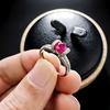 Jewelry Simulation One Carat Emerald Ruby Ingot Ring Light Luxury Elegant Sapphire Ring