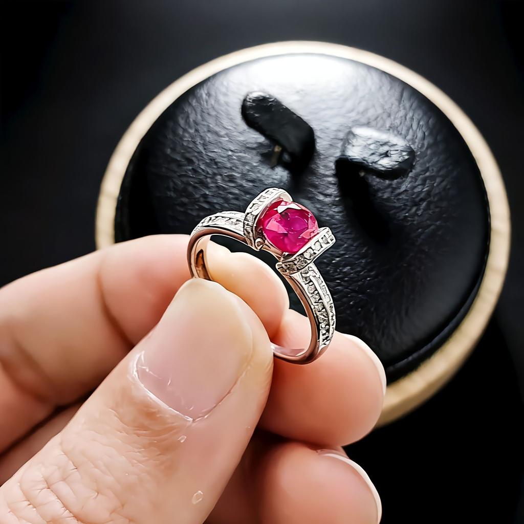 Jewelry Simulation One Carat Emerald Ruby Ingot Ring Light Luxury Elegant Sapphire Ring