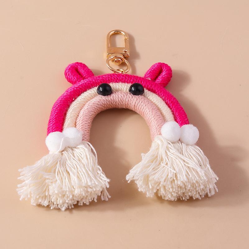 Chaveiro Arco-Íris Fofo Feito à Mão Bola Macia e Fofa Pingentes para Chaveiro para Mulheres Meninas Decoração de Bolsa de Mão Joias Artesanais DIY Presente