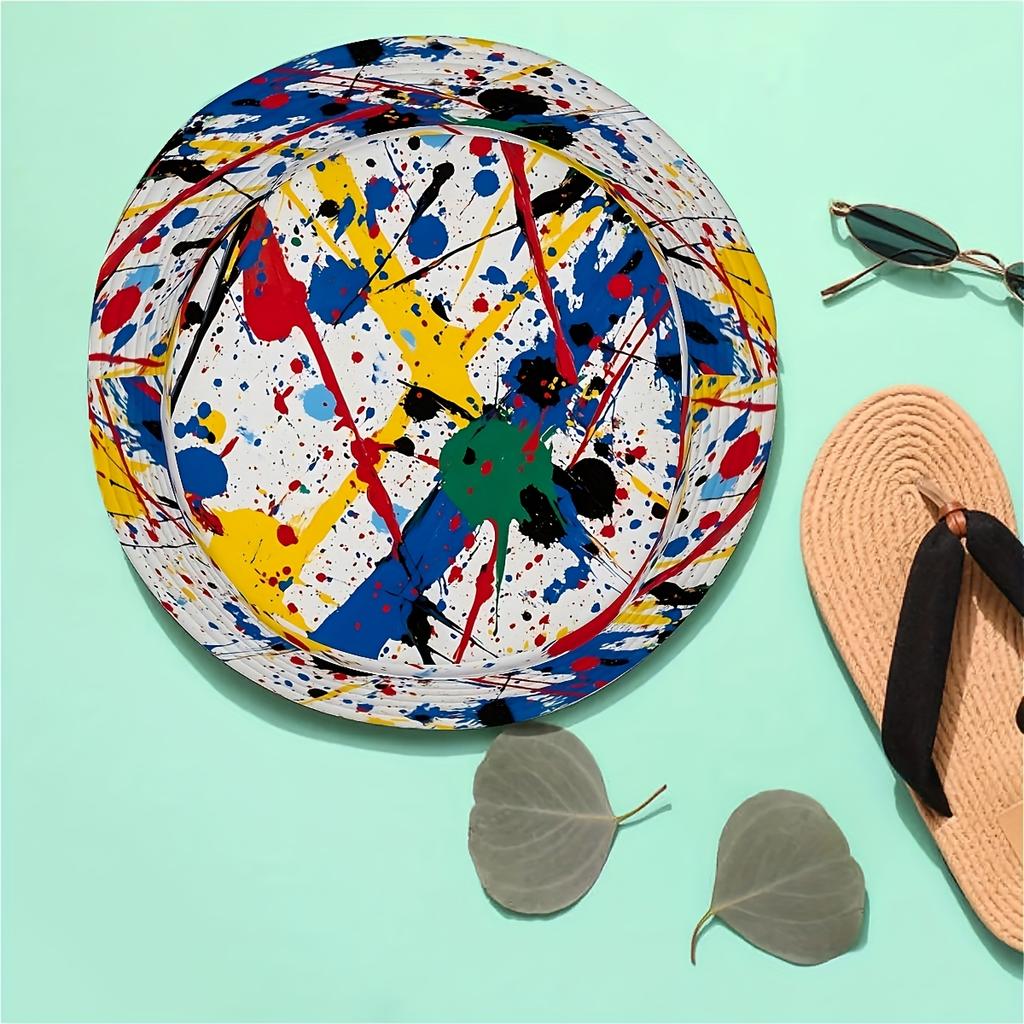 Colorful Paint Splatter Print Bucket Hat Abstract Art Pattern Sun Hat for Men Women Summer Beach Outdoor UPF Protection Cap