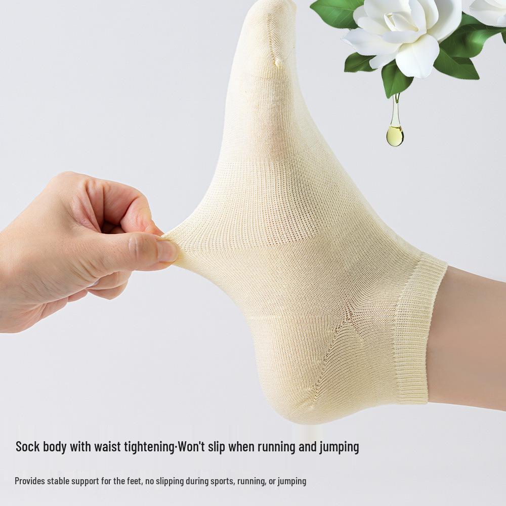 Damen Kniehohe Kamelie Antibakterielle Baumwollsocken, Hohe Elastizität, Reine Baumwolle für Frühling und Herbst.