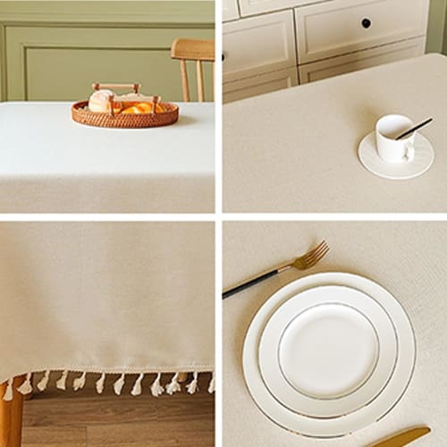 Rectangular Tablecloth/Table Cover, 80*120cm, with Fringe, Heat-Resistant, Non-Slip, Stain-Resistant, Dining Mat/Kitchen Mat (Beige)