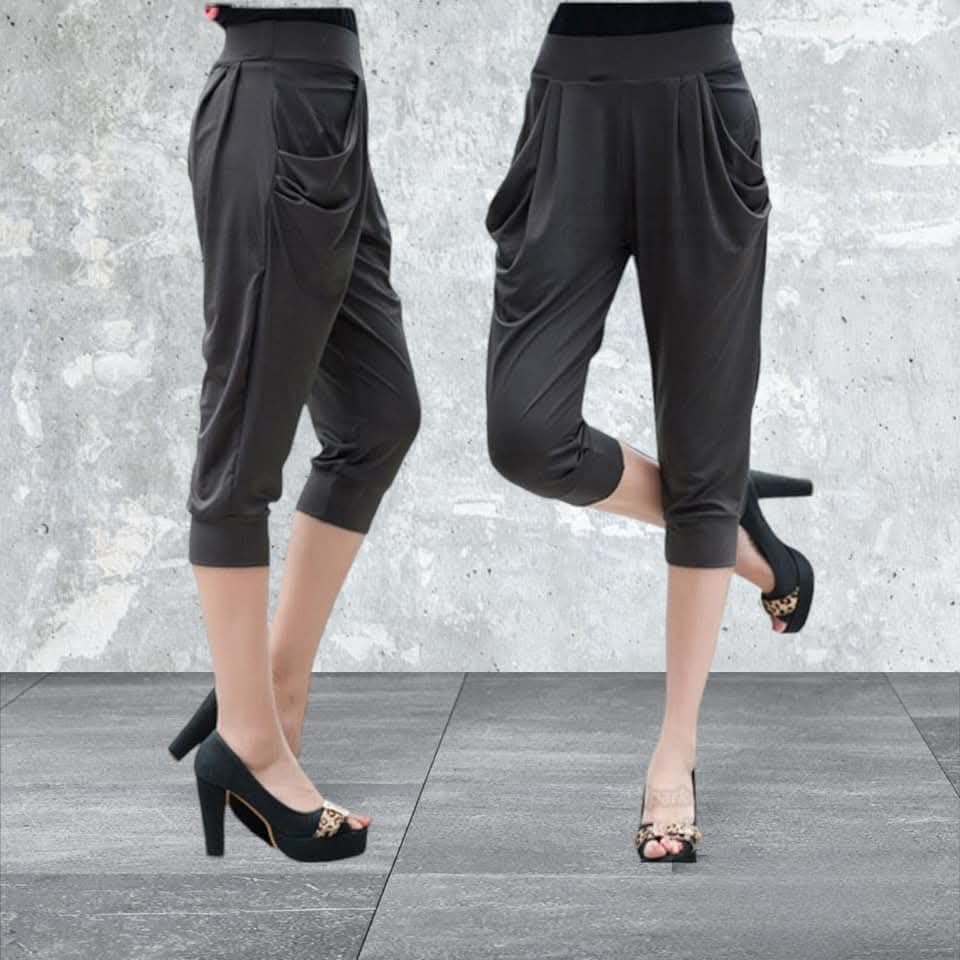 BlackCoco Sarouel Loose Elastic Dark Women's Pants, Fit, 3/4 Length, Stretchy, Comfortable, (JP, Alphabet, L, Standard, Gray) [Used]