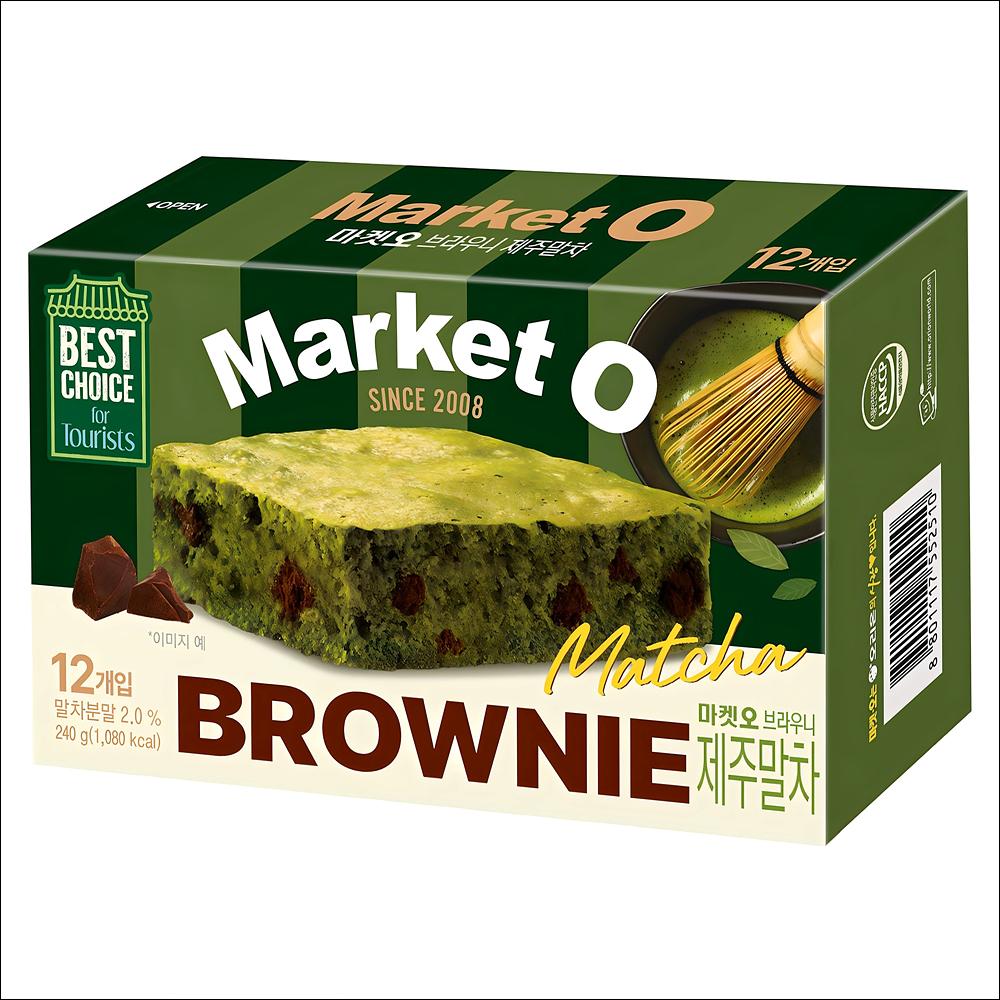 

[Orion] Market O Real Brownie Jeju Matcha 240g (12 Pieces) - Premium Green Tea Chocolate Fudgy Cake (Authentic Korean Dessert) 240g x 1box