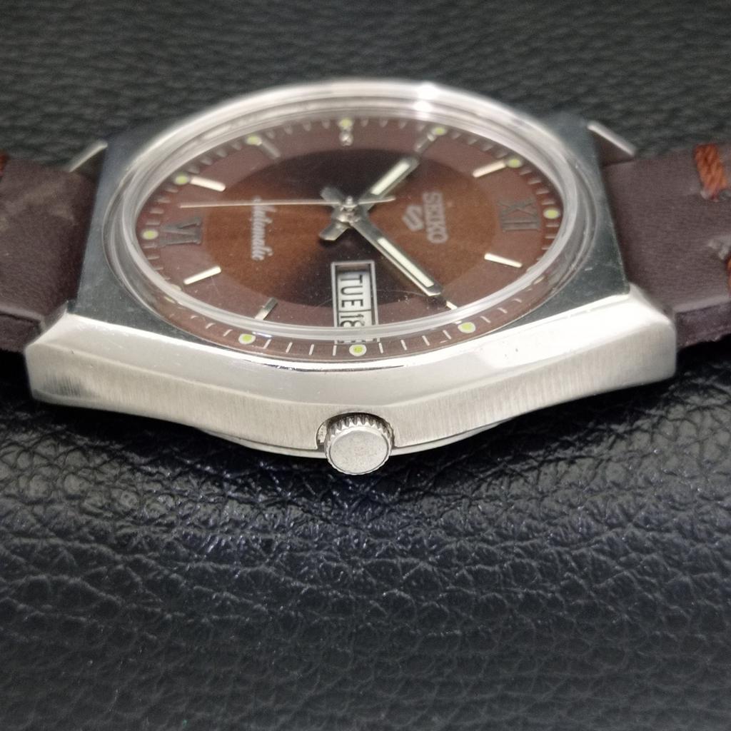 SEIKO 5 AUTOMATIC 6309A VINTAGE JAPAN MENS BROWN COLOR DIAL WATCH a701518-5 R206b-a701518
