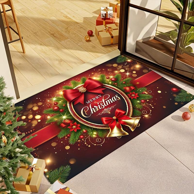 1 Piece Holiday Carpet Santa Claus and Elk Welcome Door Mat 100% Polyester Home Decoration Rug Atmosphere Full Bedroom Carpets