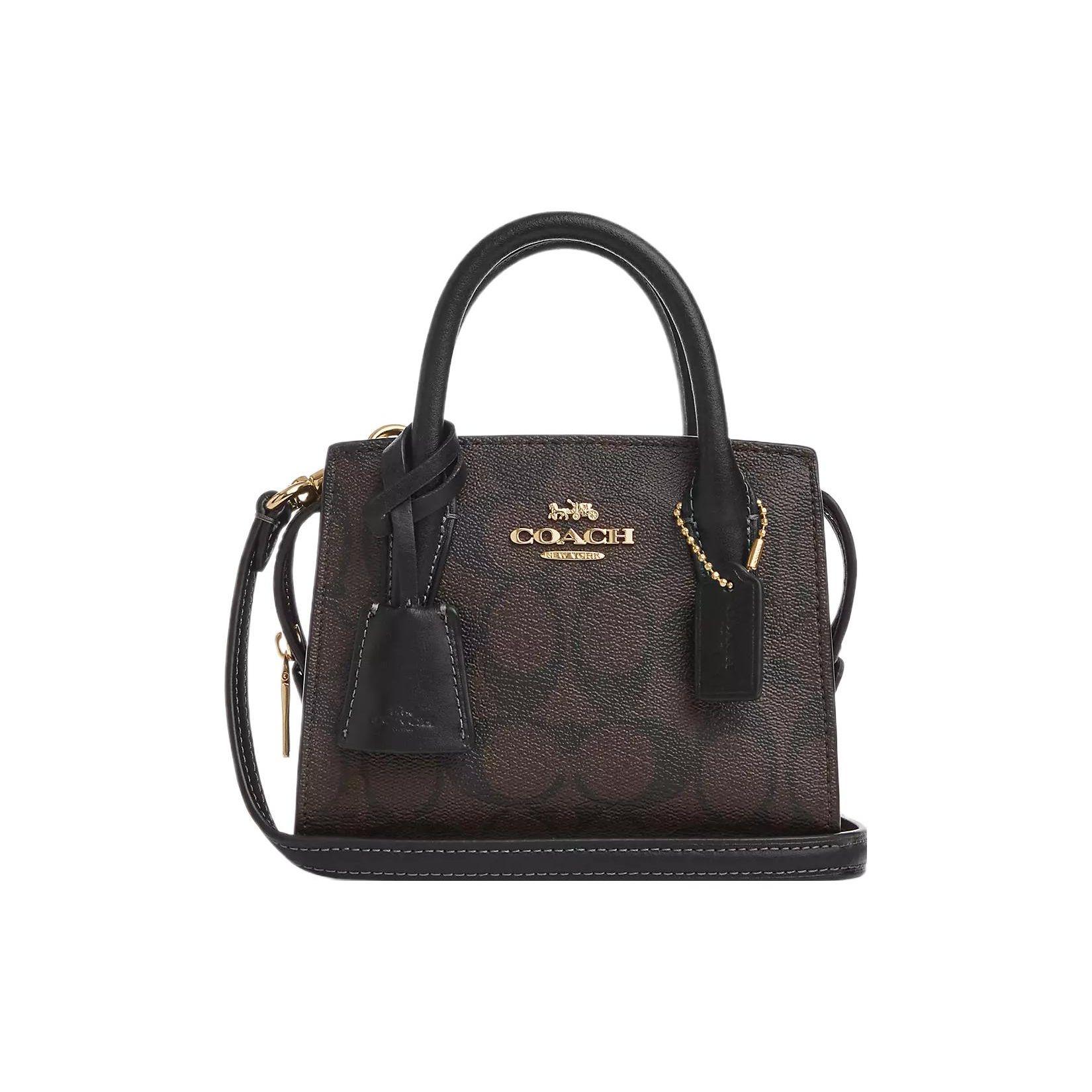 

Сумка-тоут Coach Andrea 15 Золотий логотип Класичний монограмний покритий канвас та гладка шкіра Сумка для покупок На плече Через плече Сумка Міні CO975-IMAA8 Basic Set (Bag+Dust Bag)