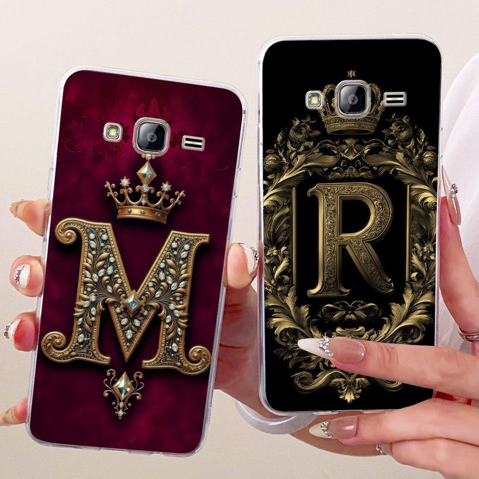 Transparent For Samsung J3 2016 SM-J320H SM-J3109 Cover For Samsung Galaxy J3 2016 Case Luxury Crown A-Z Letters 2D Flat Pattern