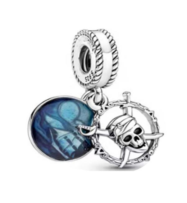 Miniso  925 Silver Dumbo Mickey Mouse Charm Bead DIY Fine Jewelry Bracelet Original Pendant