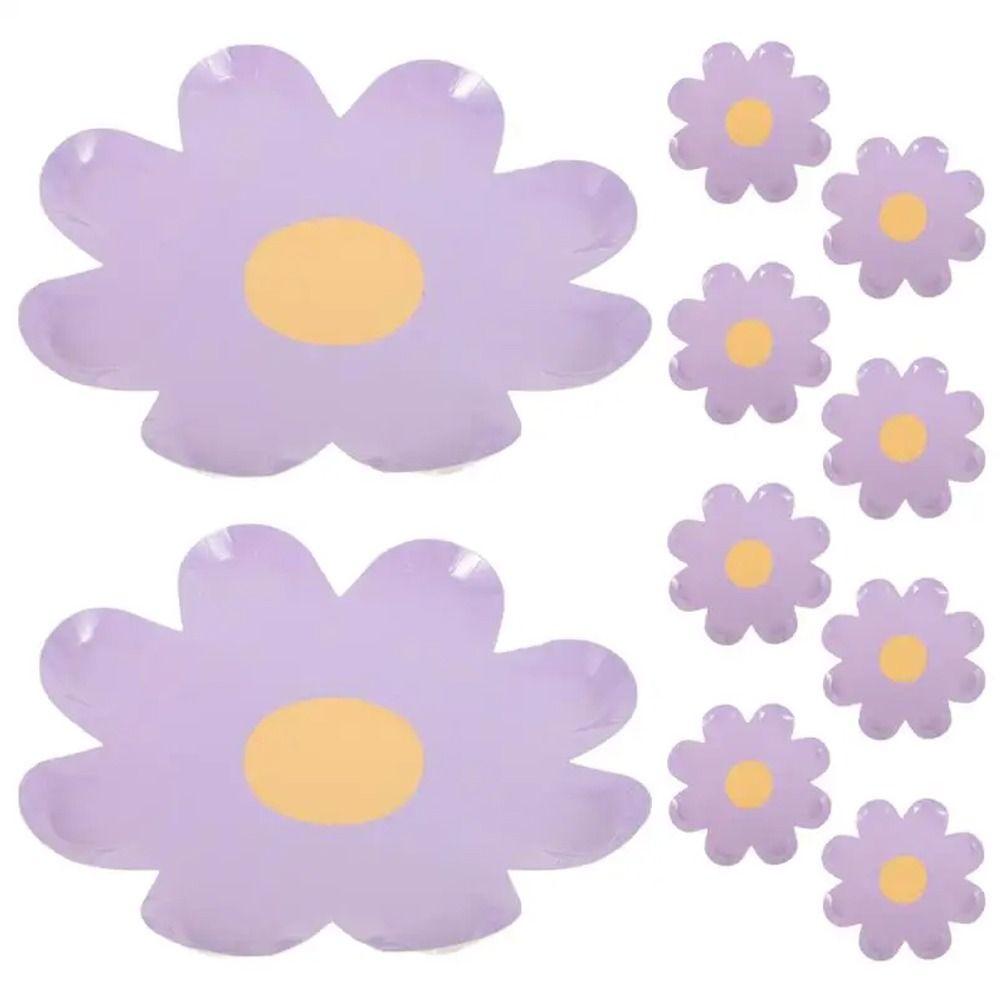 10pcs Festive Flower Dinner Plates Paper Cake Tray Party Decor Daisy Plate  Baby Shower