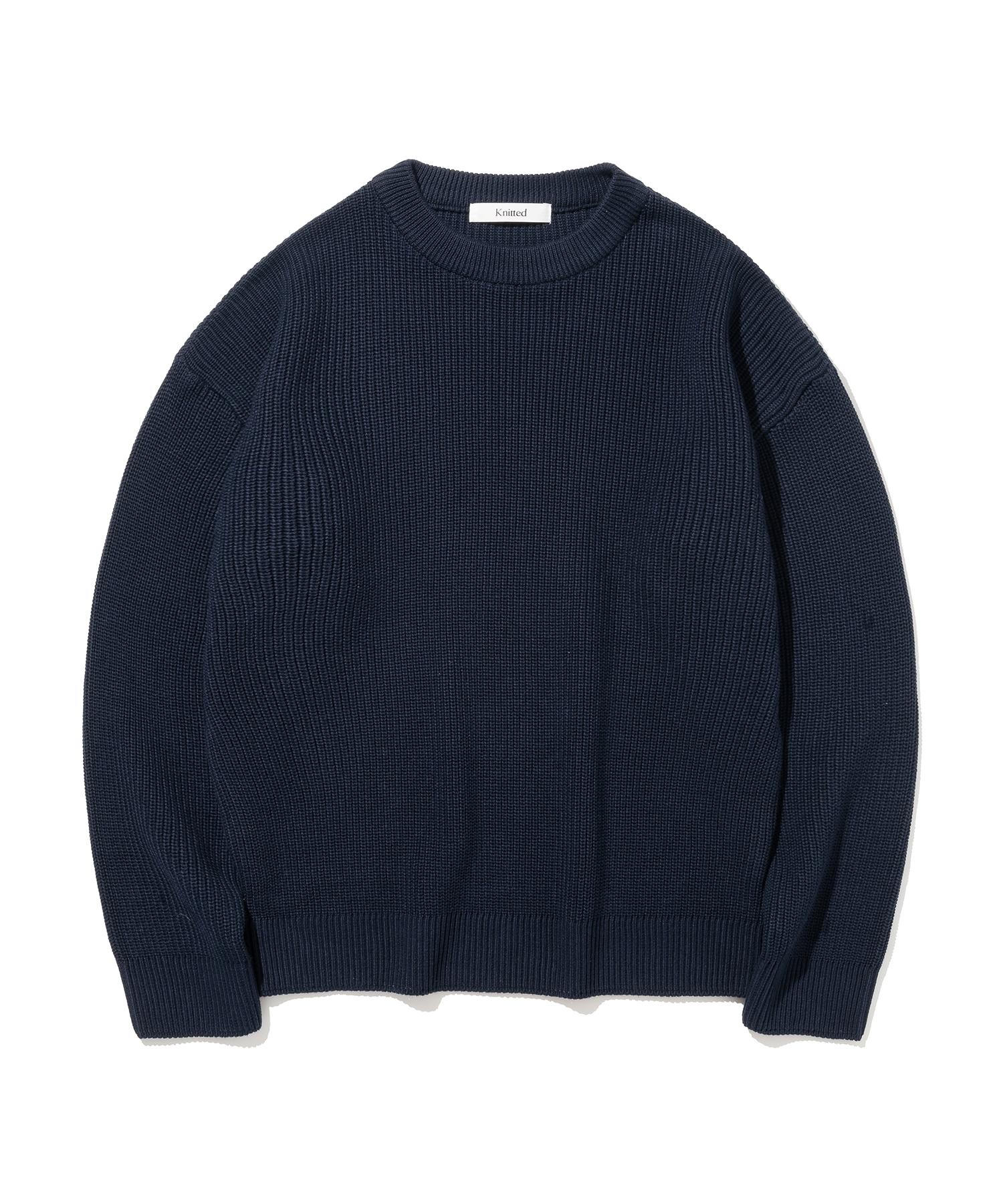 Nitied Soft Cotton Drop Shoulder Waffle Knit Navy M