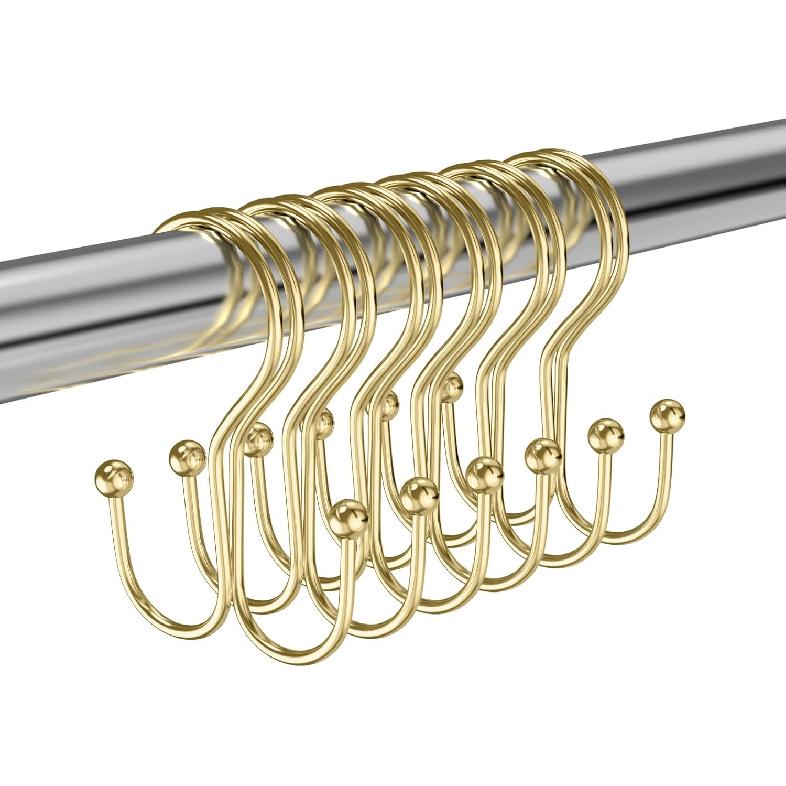 Chrome Shower Curtain Hooks Double Sided,Rust Proof Double Shower Curtain Rings for Bathroom Shower Rods, Anti-Drop Double Shower Rings for Curtain,