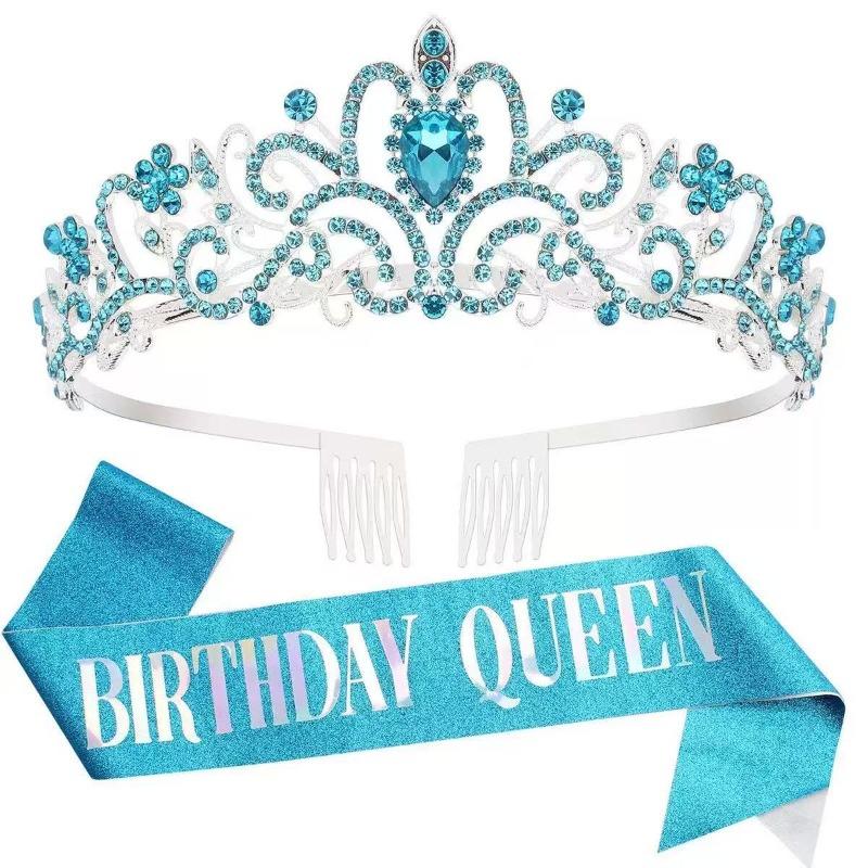 Queen Girl Crown IR Party Decoration Crown Birthday Ribbon Crown Set