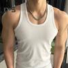 Letní Pánská vesta O Neck Slim Fit Elastická Jednobarevná Tílko bez rukávů Odsávání potu Fitness Gym Streetwear Tričko