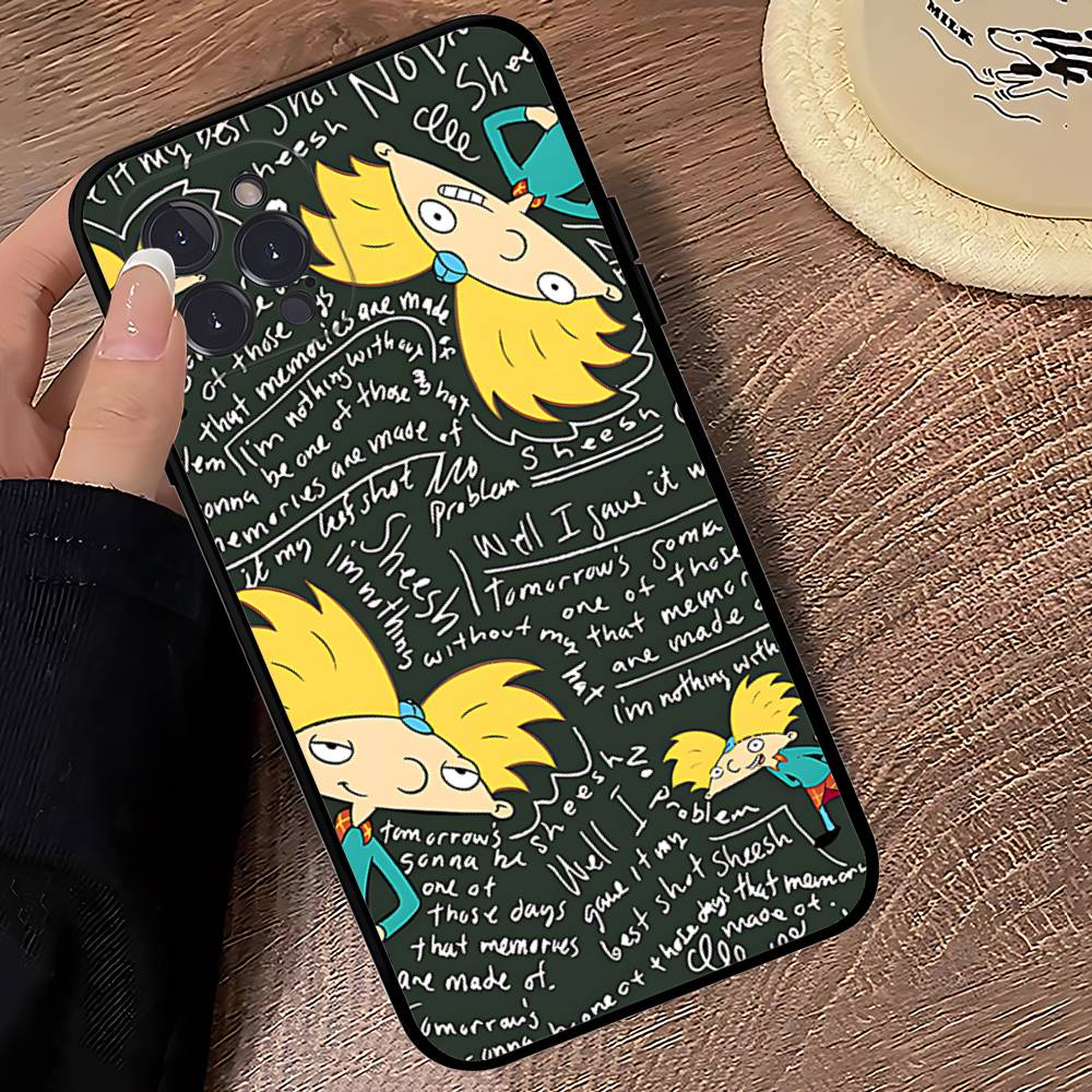 Hey A_Arnolds Cartoon Black Soft Phone Case For IPhone 16 15 14 13 11 12 17 Pro Max Mini Plus