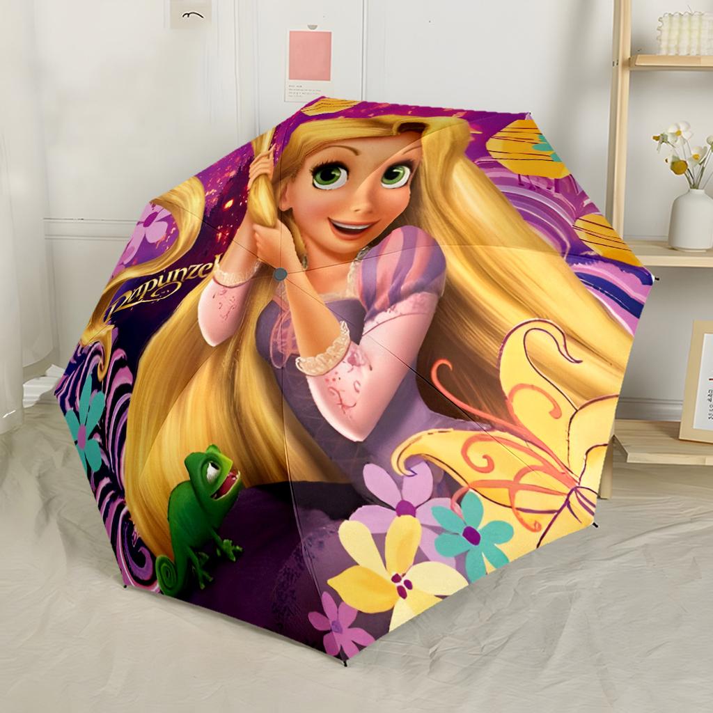 Rapunzel Compact Travel Automatic Umbrella with 8-Rib Lightweight Durable Everyday Carry Umbrella Vibrant Pattern Umbrella