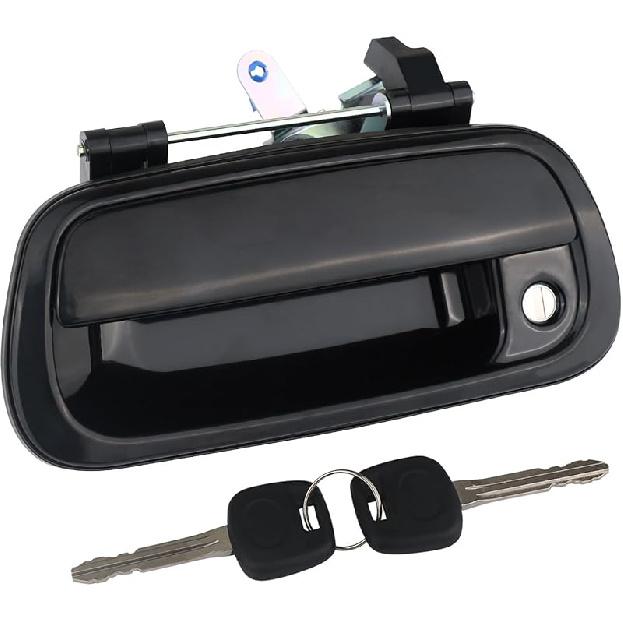 Tailgate Handle Liftgate Latch Handle With Key Lock Cylinder Smooth Black Compatible With 2000-2006 Toyota Tundra Replaces 69090-0C010 69090-0C030-C0