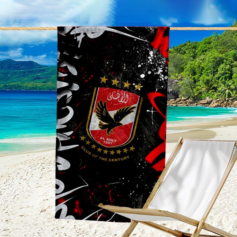 Ahly Football Club Printed Beach Towel, Super Soft Microfiber, Perfect Gift Birthday, for Pool, Beach, Travel, for Family and Friends