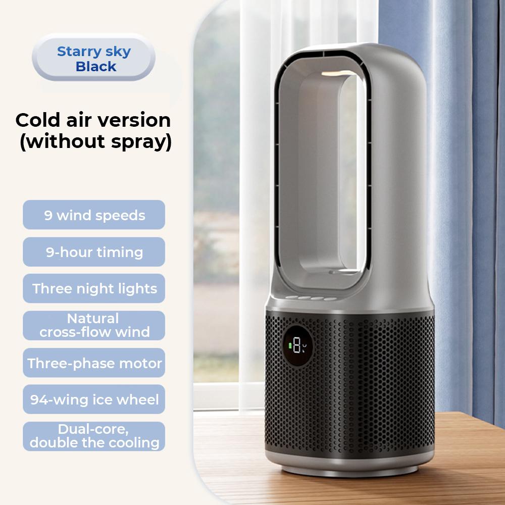 Bladeless Desk Fan 9 Speed Adjustment and Touch Control Portable Air Conditioner Cooling Fan Tower Air Cooler for Office Bedroom