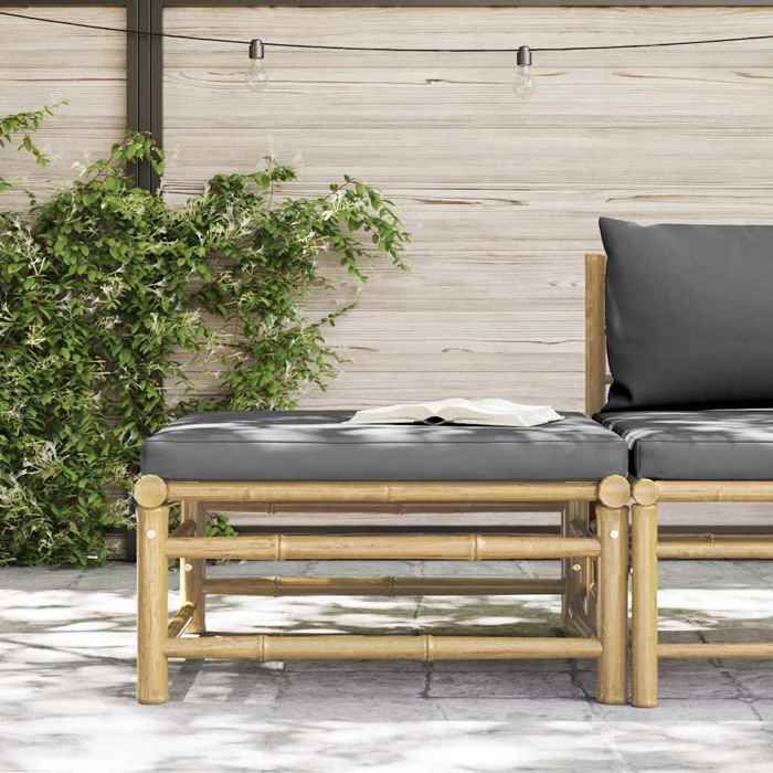 Maison Exclusive - Repose-pied de jardin avec coussin gris foncé Bambou