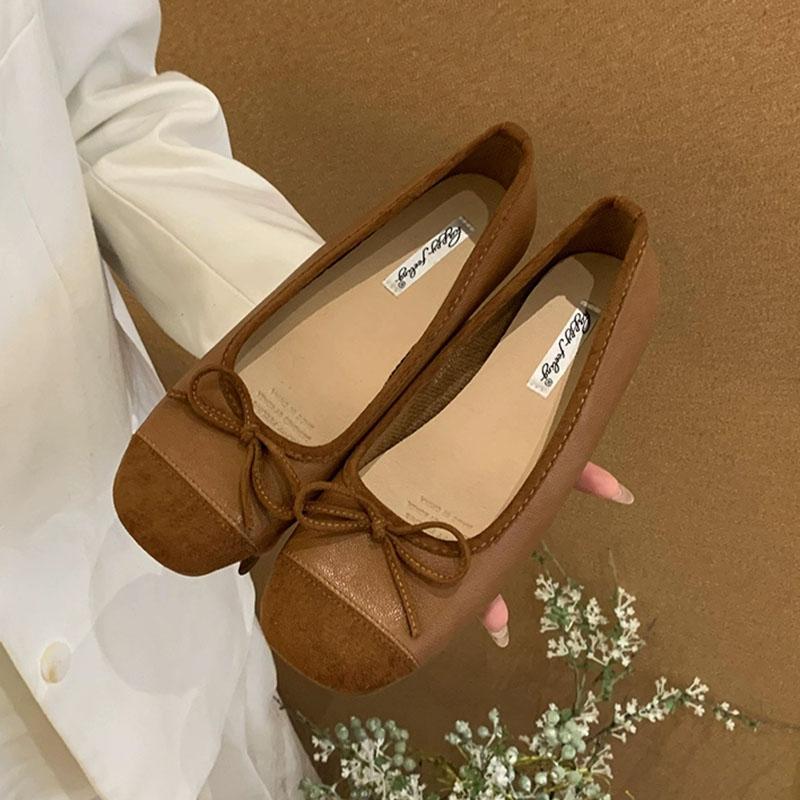 

Мода Мода Туфли-балетки женские с бантом-бабочкой Женские туфли-балетки с мелким вырезом Обувь для женщин на плоской подошве с увеличением высоты 35 коричневый