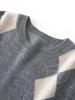 Pure Cashmere Color Block Knitwear with Diamond Pattern