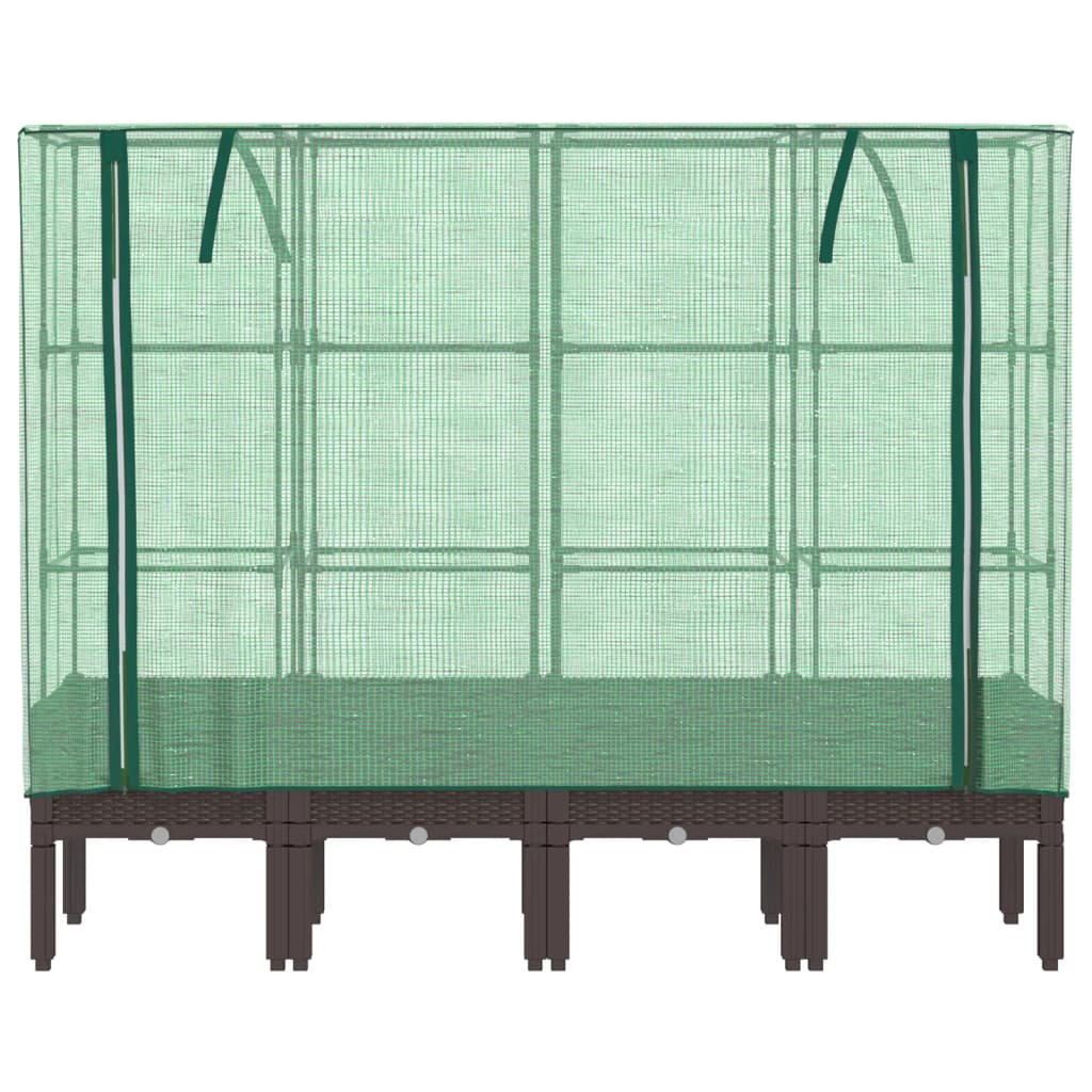 Vidaxl Raised Planter with Greenhouse, Rattan Look, 160X40X140 Cm