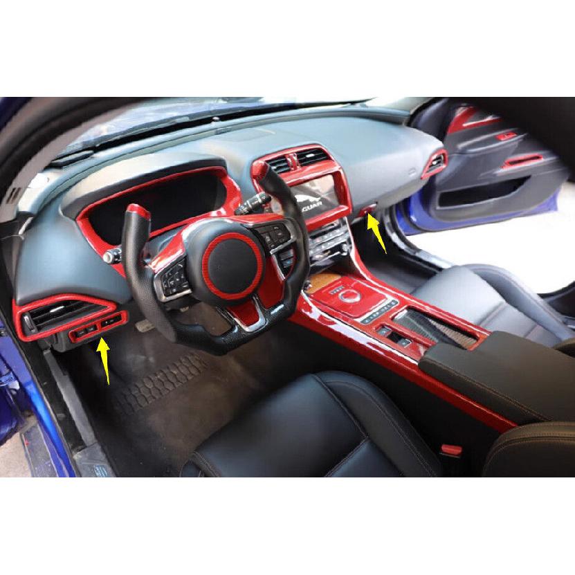 For Jaguar XE 2016-2021 Red Carbon Fiber Driver's Side Dash Control Frame Trim