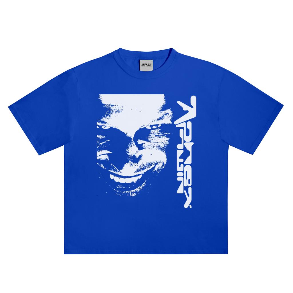 Harajuku Oversized Streetwear Pánské Tričko Aphex Twin Potisk Obličeje Vrcholy Bavlna Hip Hop Krátký Rukáv Oblečení Goth Y2k Trička