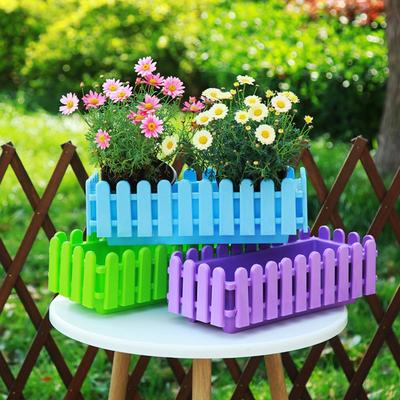 Portable Rectangular Flower Pots Plastic Large Thickened Fence Basin Handmade DIY Garden Fence Outside