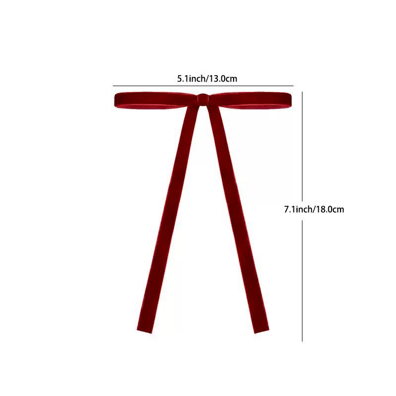 12Pcs Red Velvet Long Bow Christmas Tree Pendant Fireplace Wreath Accessory Christmas Home Festive Decorations