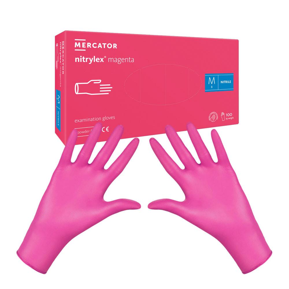 Nitrile Gloves Pink Mercator Nitrylex Magenta 100 Pieces