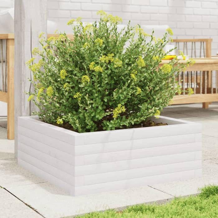VidaXL Planter White 60x60x23 Cm Solid Pine Wood, Outdoor Planter, Flower Box, Plant Box, Planter of 847189