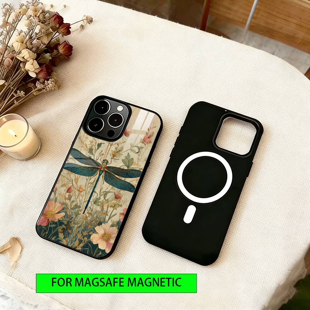 Libelle Tier Handyhülle Für iPhone17,16,15,14,13,12,11 Plus,Pro Magnetisch Für Magsafe Kabelloses Laden