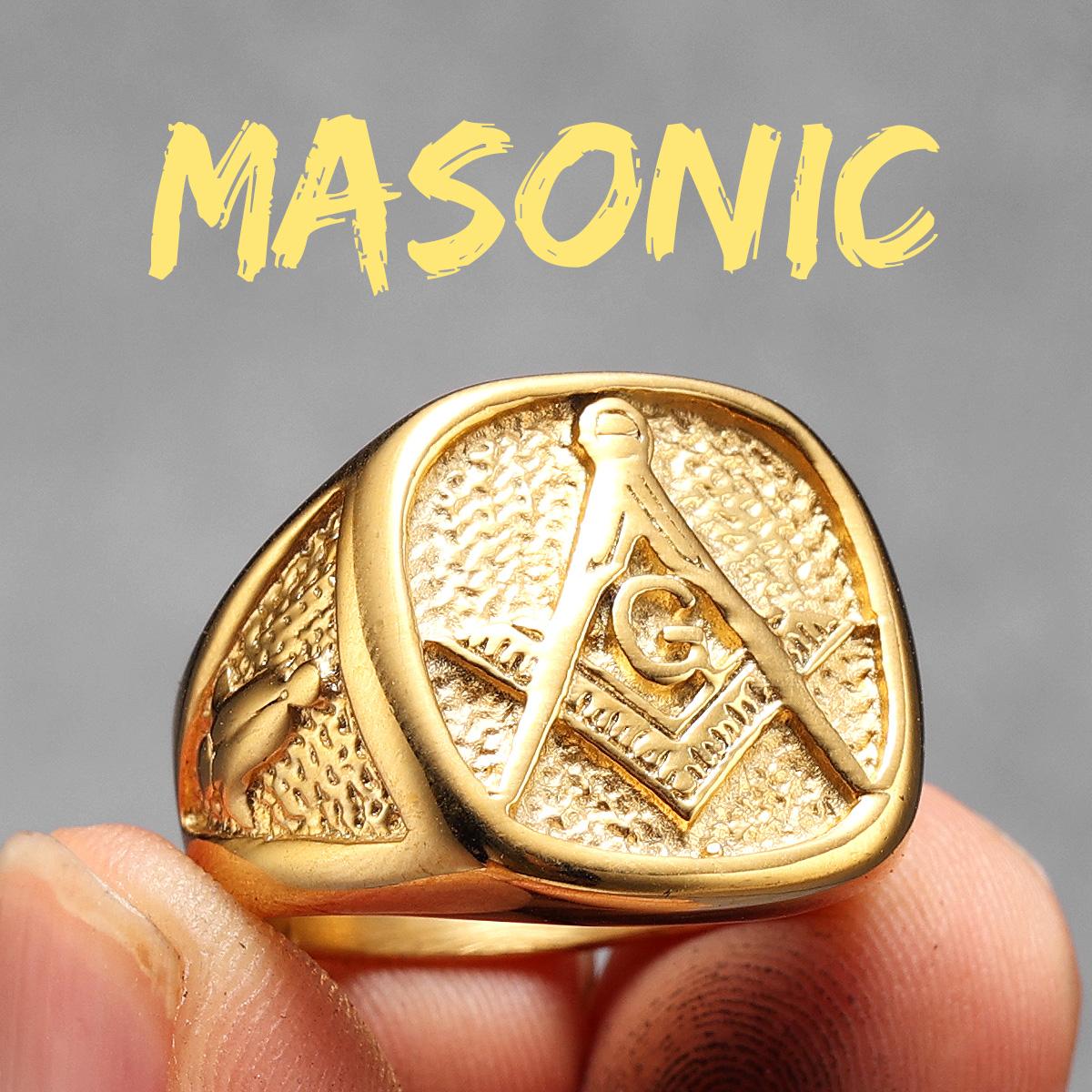 

Роскошные масонские мужские кольца из нержавеющей стали, ювелирные изделия в стиле панк-рок, классные вещи, модные аксессуары для женщин, подарок 13