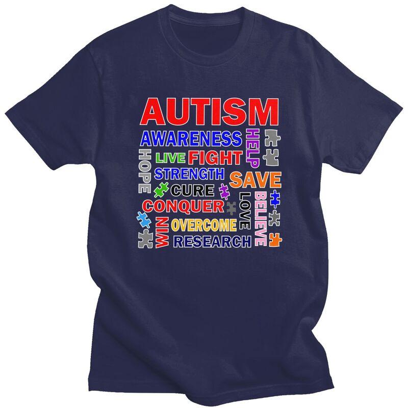 Autism Mashup T Shirt for Men Funny Introvert Awareness Quotes Tshirt Humor Streetwaer Short Sleeve Tee Shirt