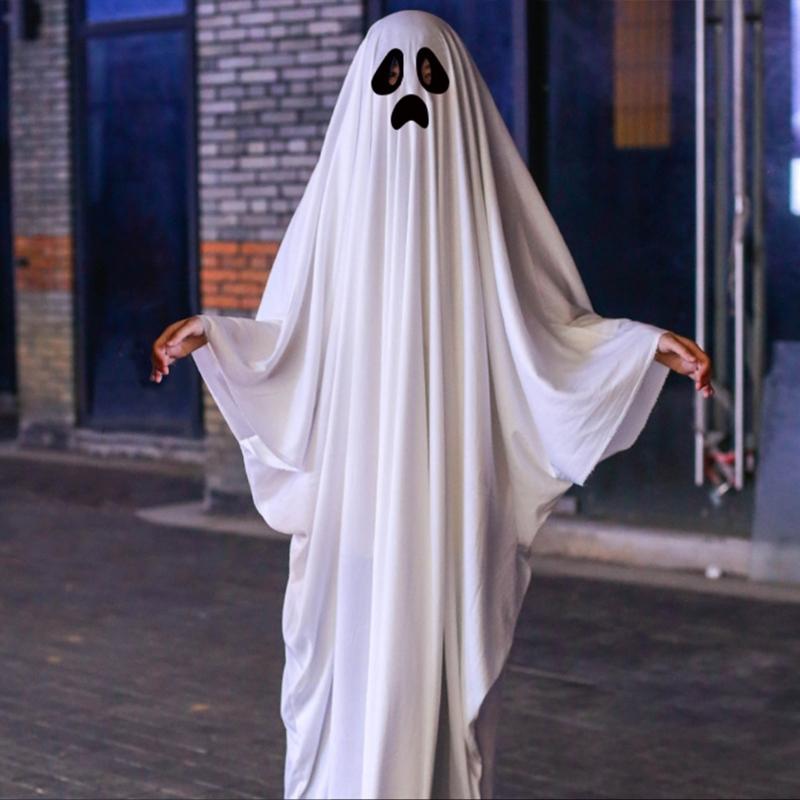Ghostes Halloween Costumes White Ghostes Cloak Cape Halloween Cloak Cape Hat Ghostes Cosplay Supplies