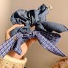 Haargummis mit großer Schleife im koreanischen Blue-Jeans-Stil für Damen, Haargummis mit unregelmäßigem Rand, Y2K-Haarbänder