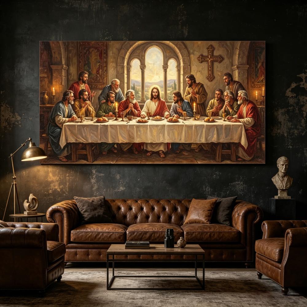 Ultima Cena Tela Arte Murale Gesù Apostoli Pittura Cristiana Pittura su Tela Religiosa Decorazione Soggiorno Sala da Pranzo Cuadros