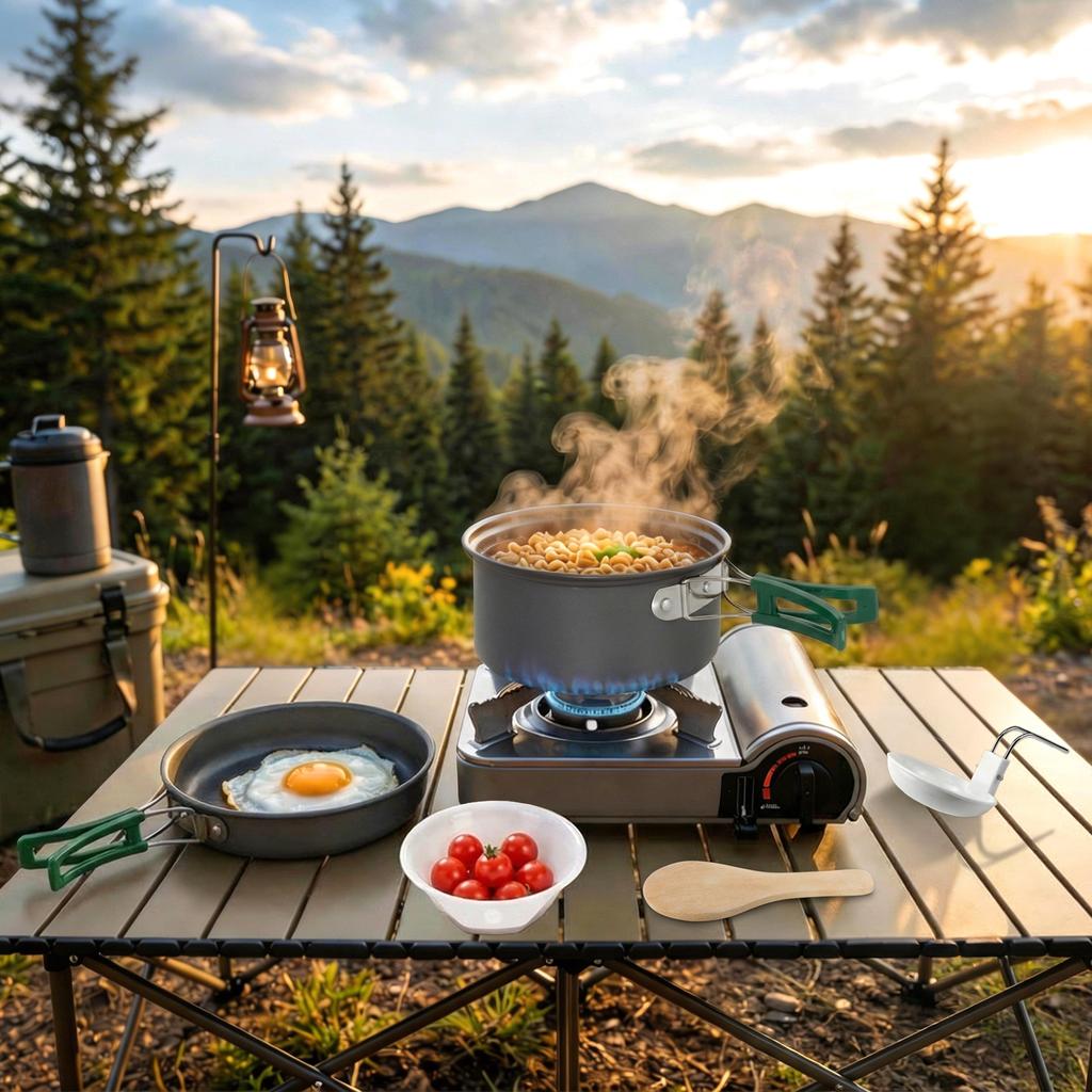 Camping Cookware Set, 8-Piece Ultralight Kit for 2 People, Grey