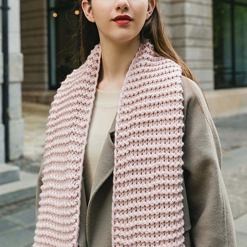 Women Solid Color Scarf Delicate Knitting Fashion Scarves Warm Neck Scarf
