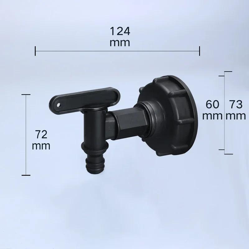 1/2 inch S60x6 Thread Plastic IBC Tank Tap 15mm Adapter Garden hose Connection With Switch Valve Water tank fittings